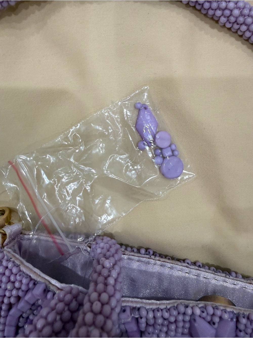 NWT Anthropologie Lilac Beaded Floral Mini Tote with Fringe lavender purple - Picture 11 of 13